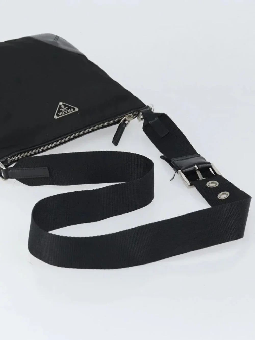 PRADA Shoulder Bag Nylon Leather Black Silver Auth 169453 - Picture 8 of 16